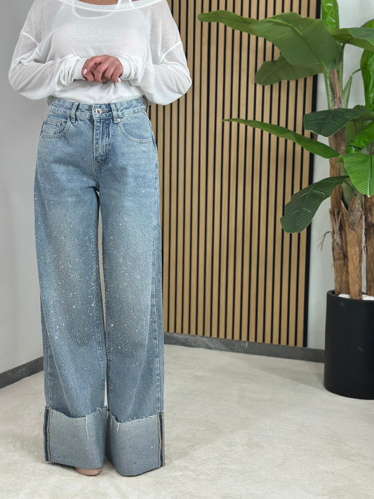 Jeans scintillio Risvolto
