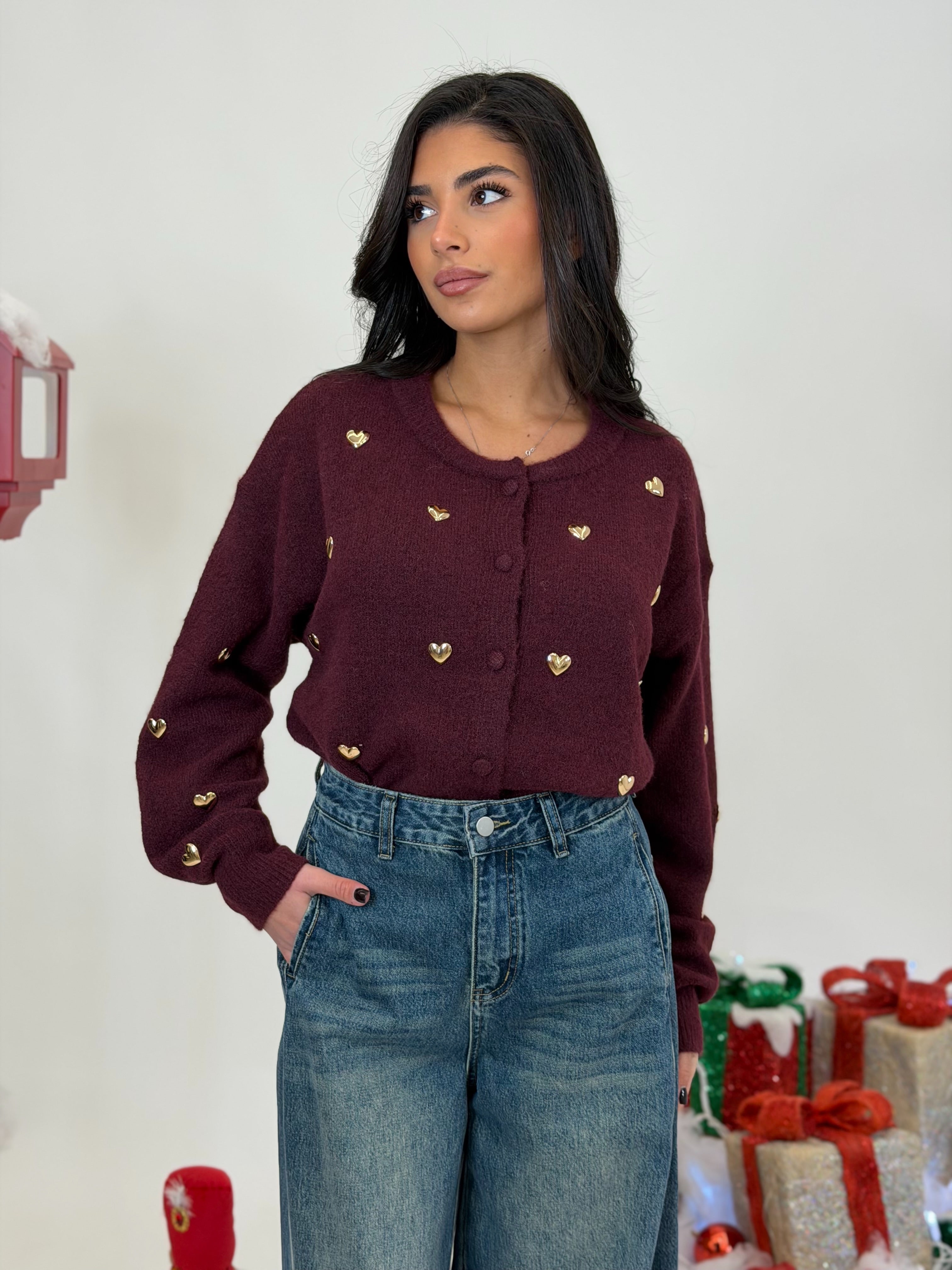 Cardigan Cuori oro