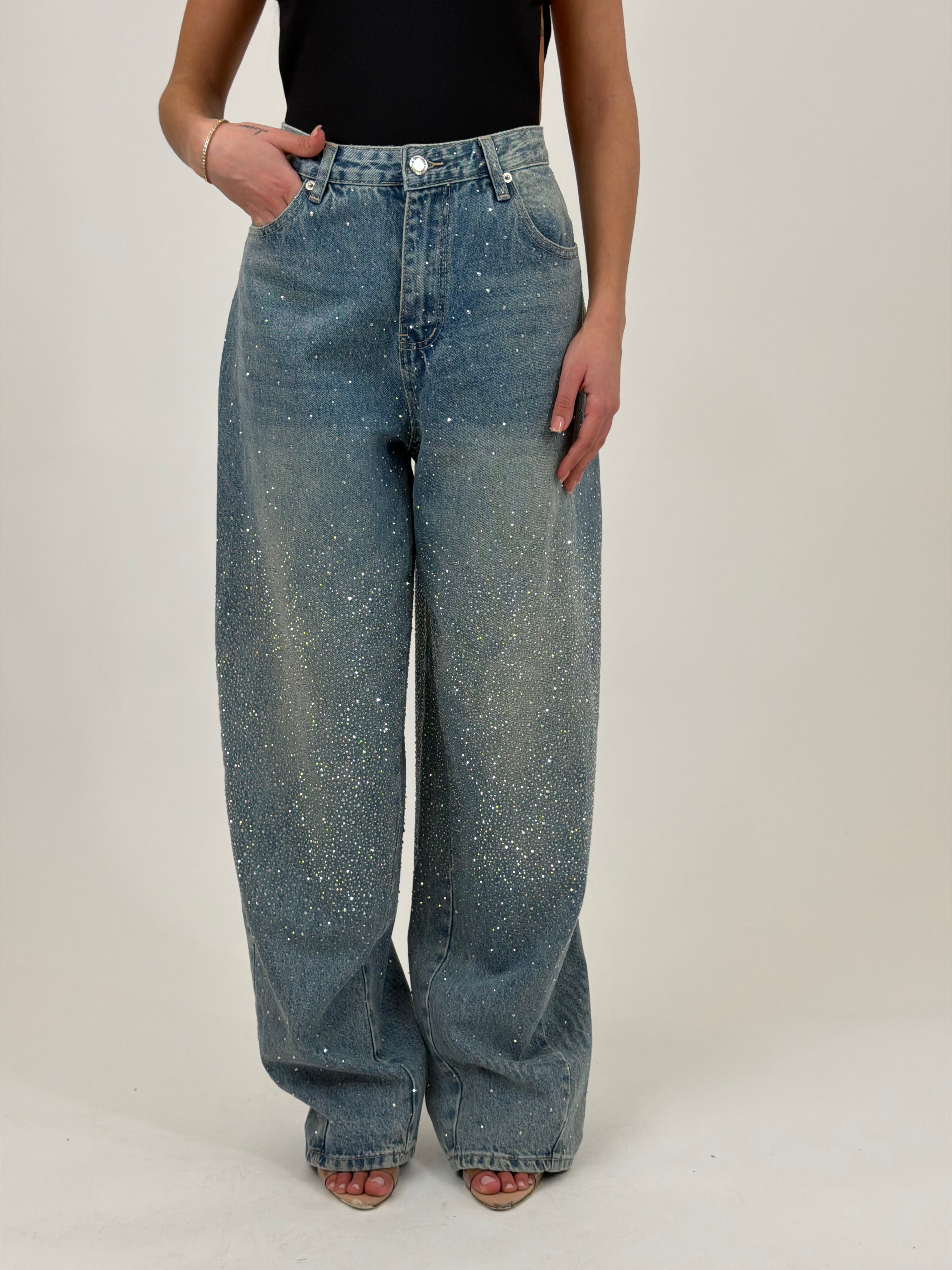 Jeans ballon Strass