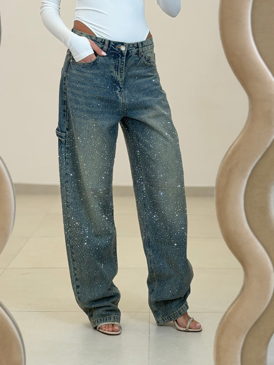 Jeans Scintillio ballon- lavaggio sabbiato- taglia 40
