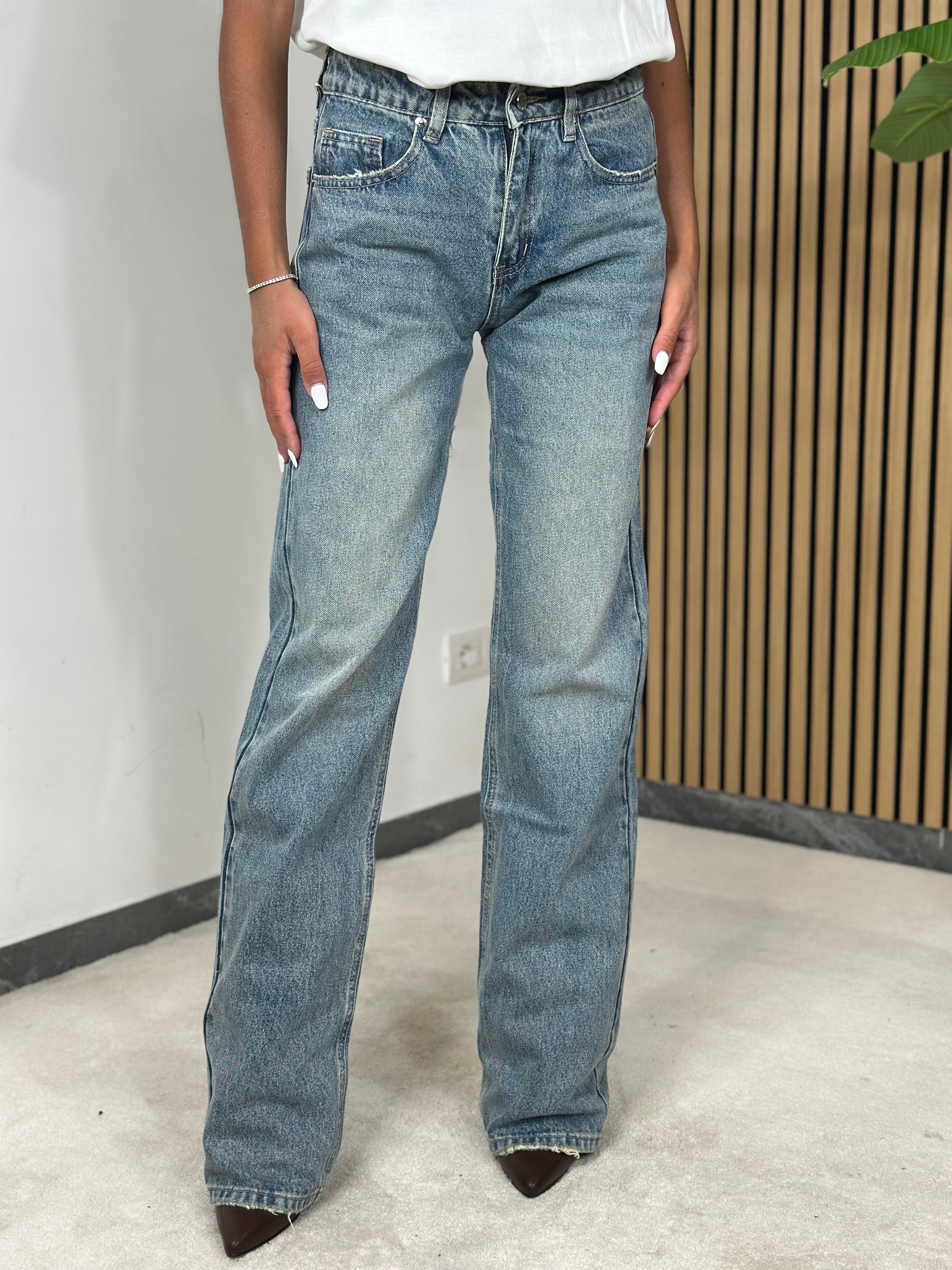 Jeans wide sabbiato