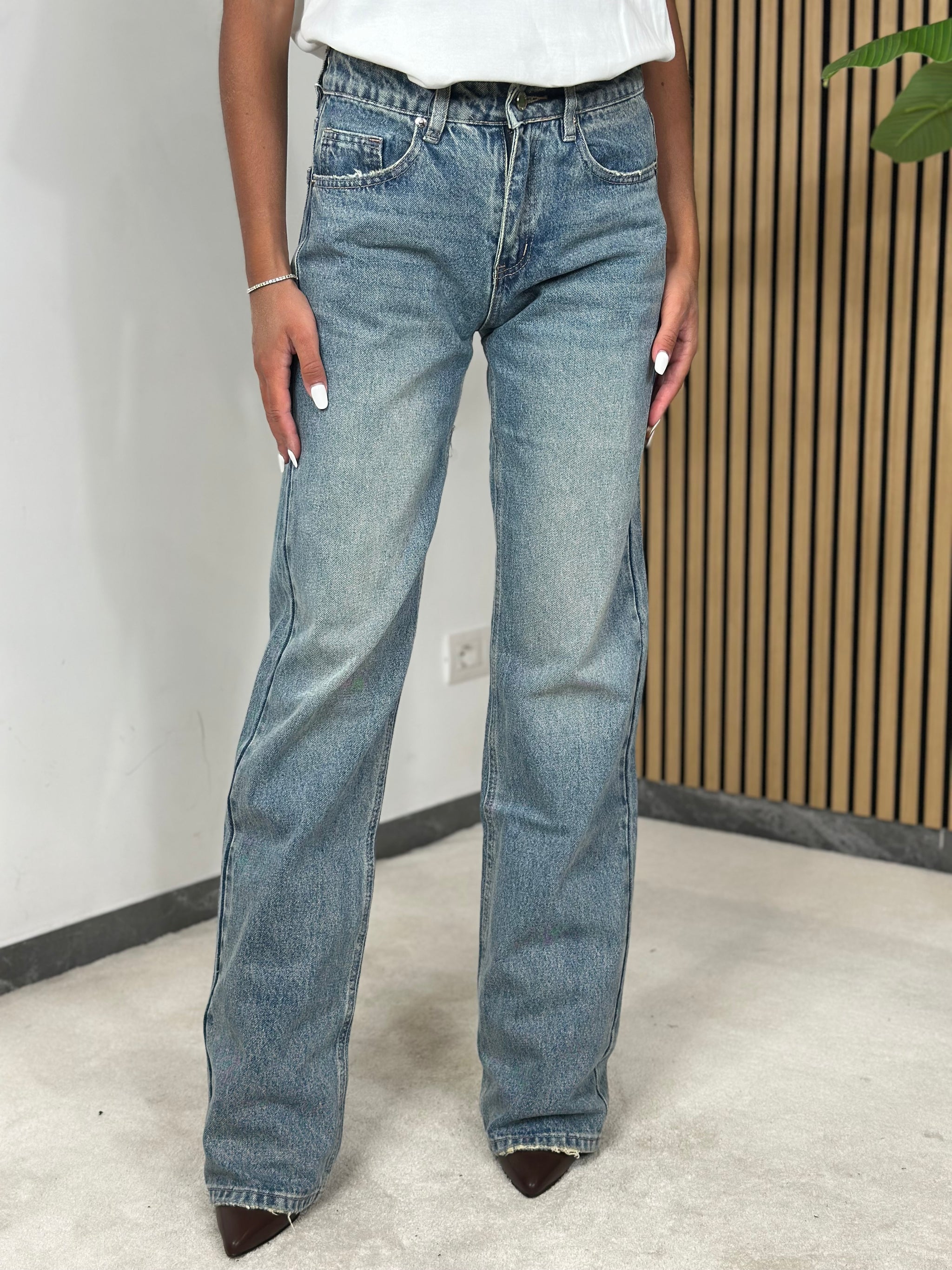 Jeans wide sabbiato