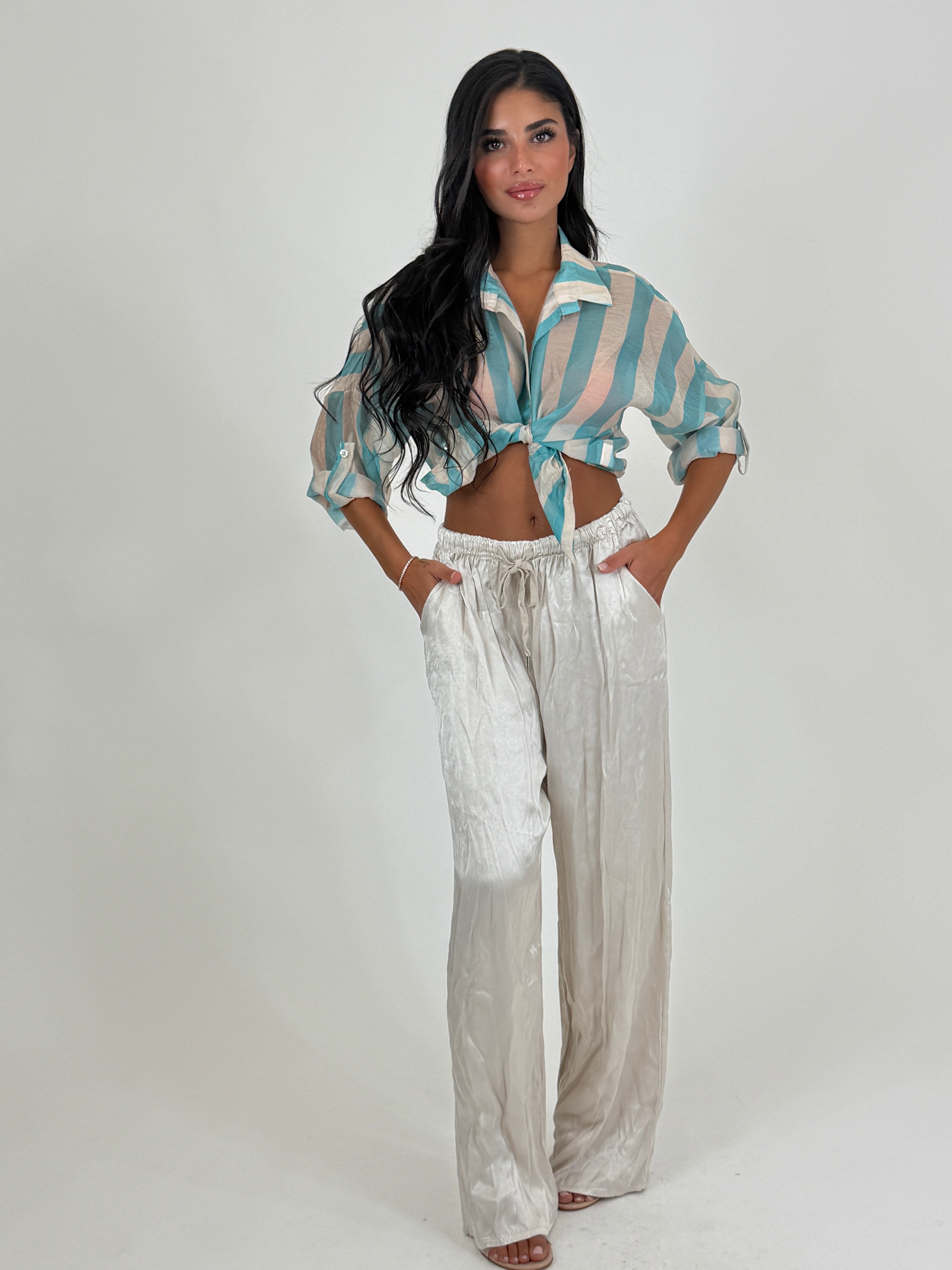 Camicia velata a righe