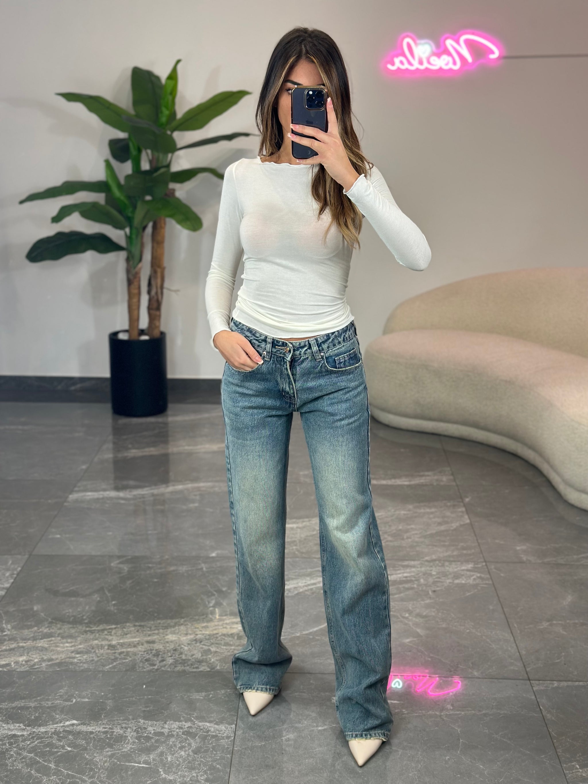 Jeans Wide Leg Vita Bassa