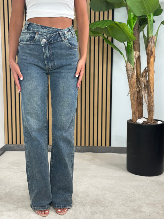 Jeans Chiusura Inversa Sabbiato