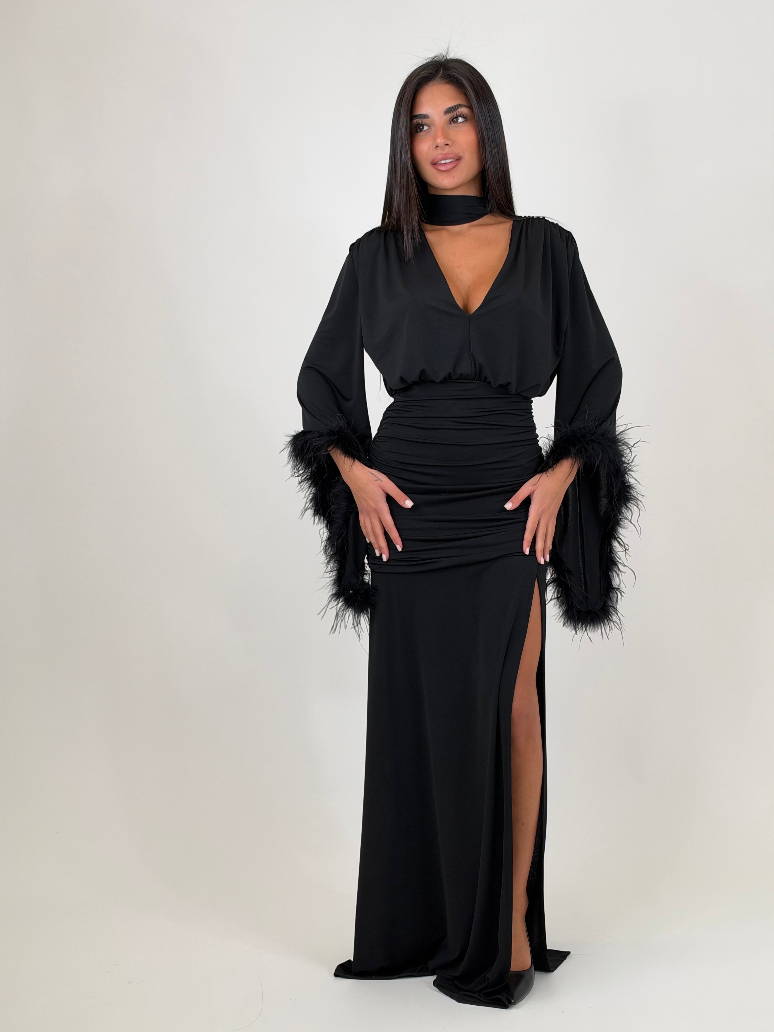 Long feather dress
