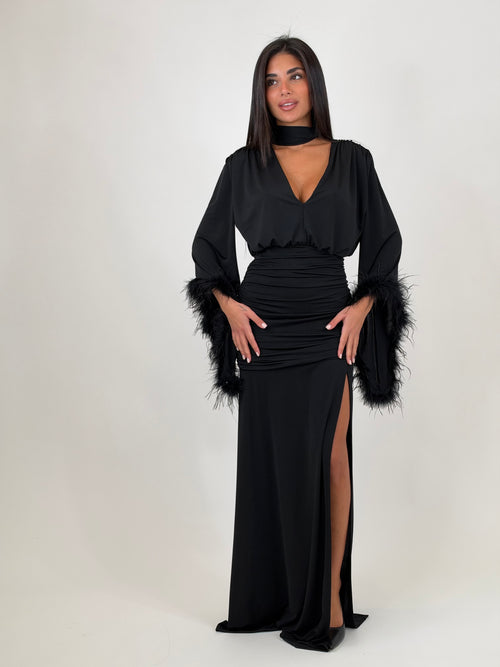 Long feather dress