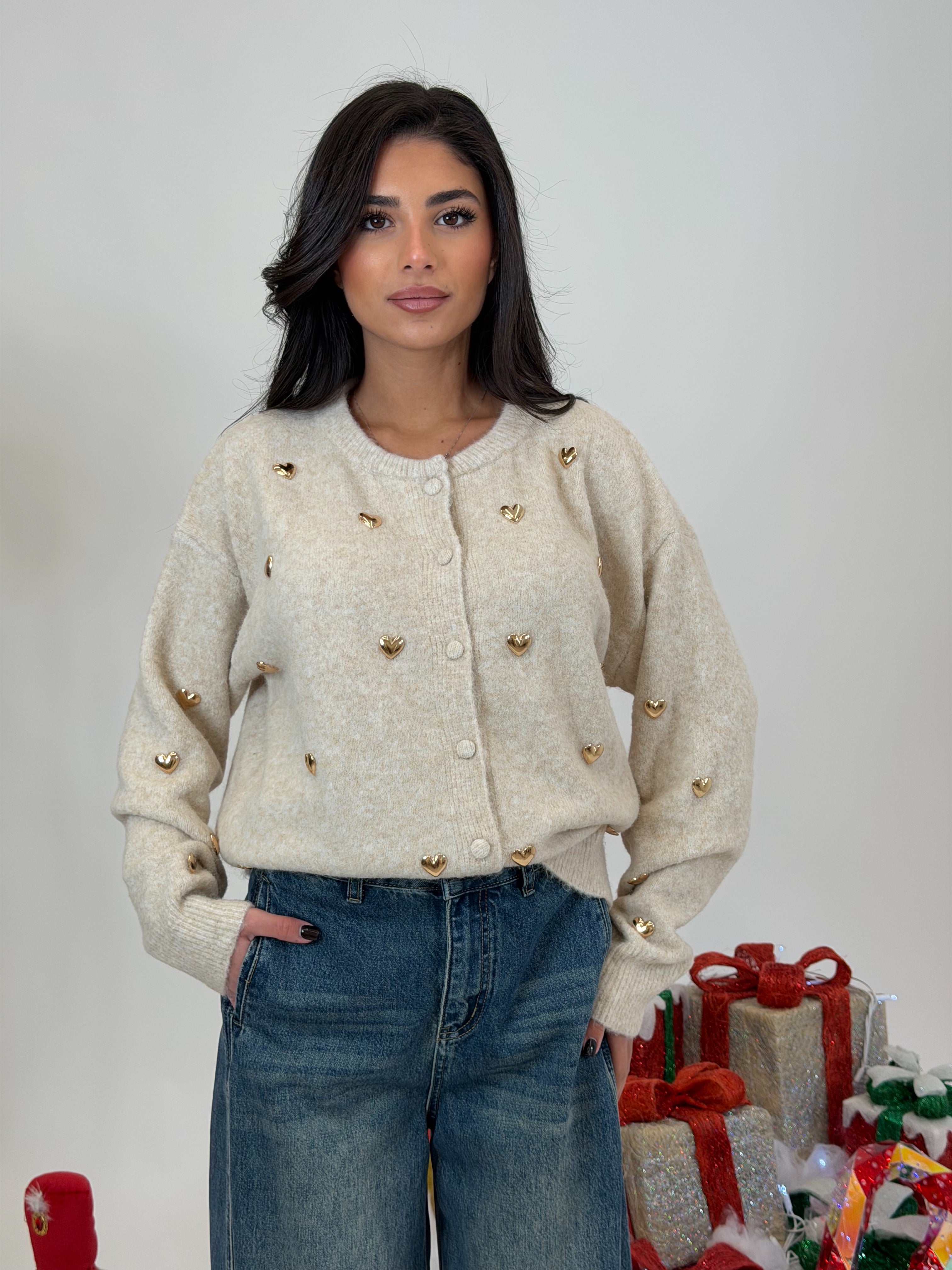 Cardigan Cuori oro