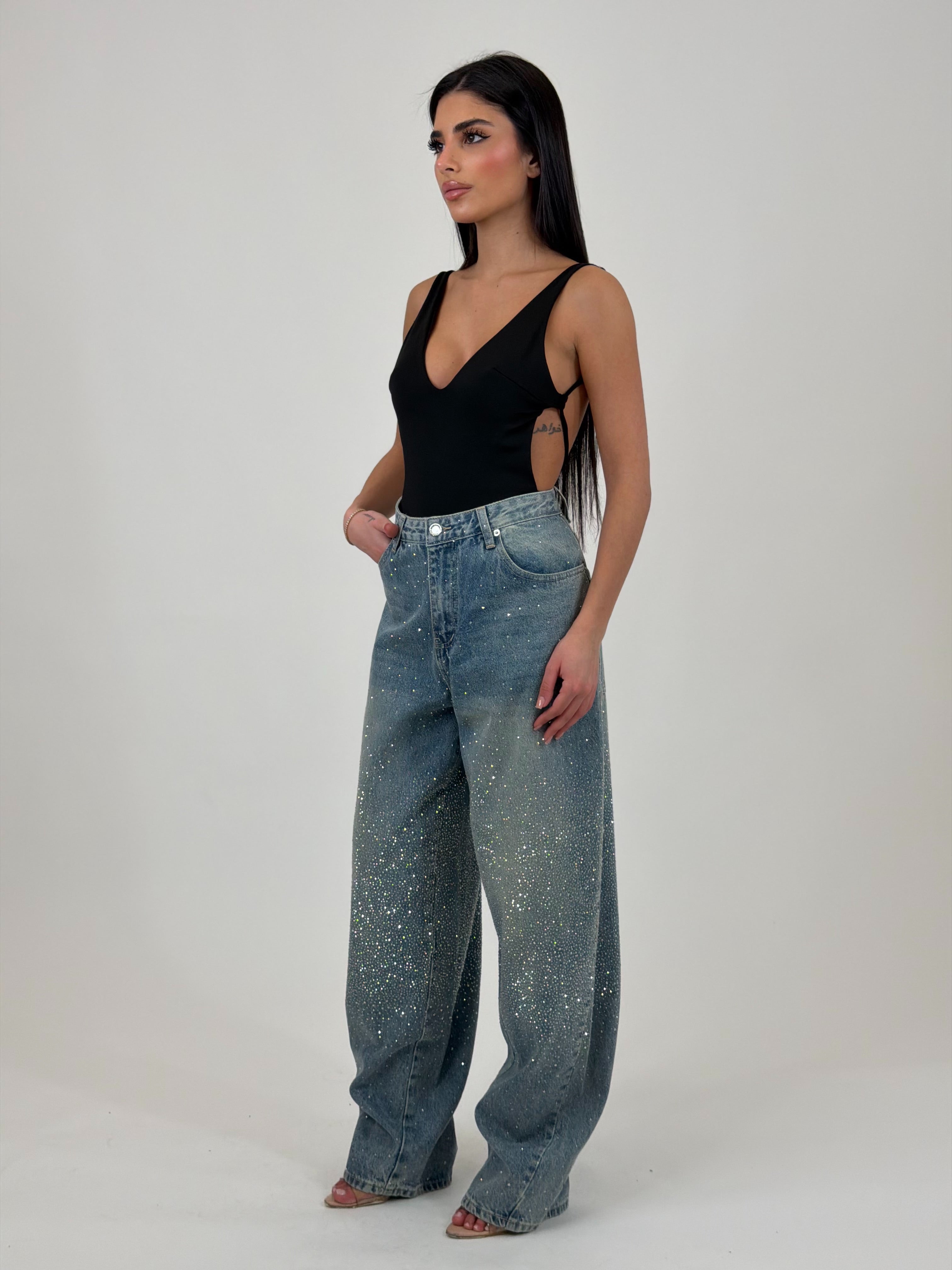 Jeans ballon Strass