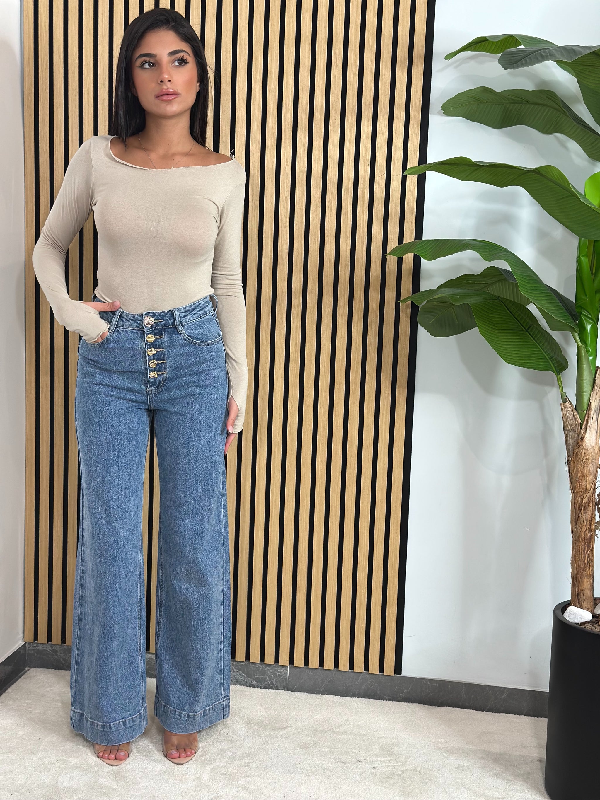 Jeans Bottoni Oro