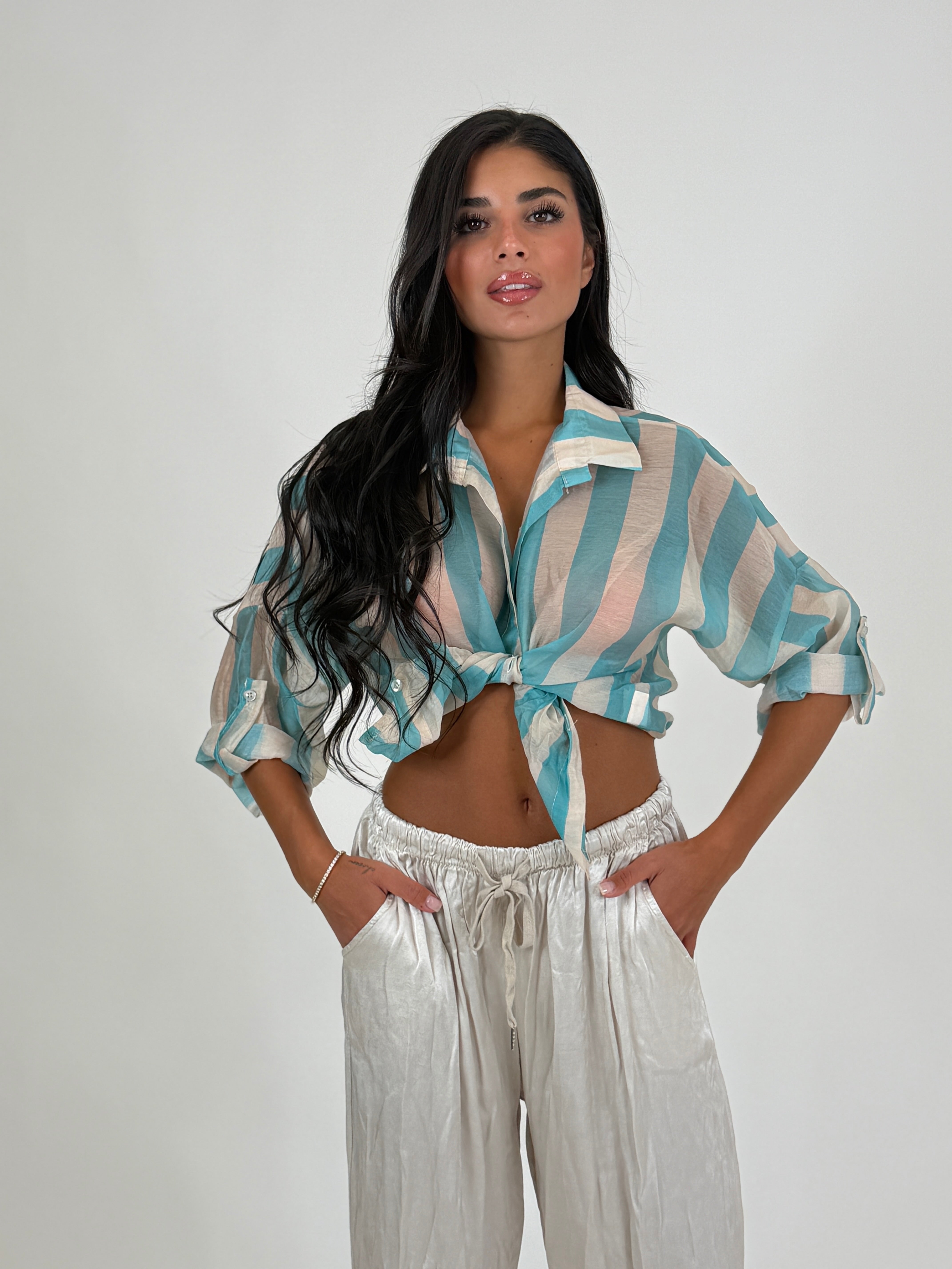 Camicia velata a righe