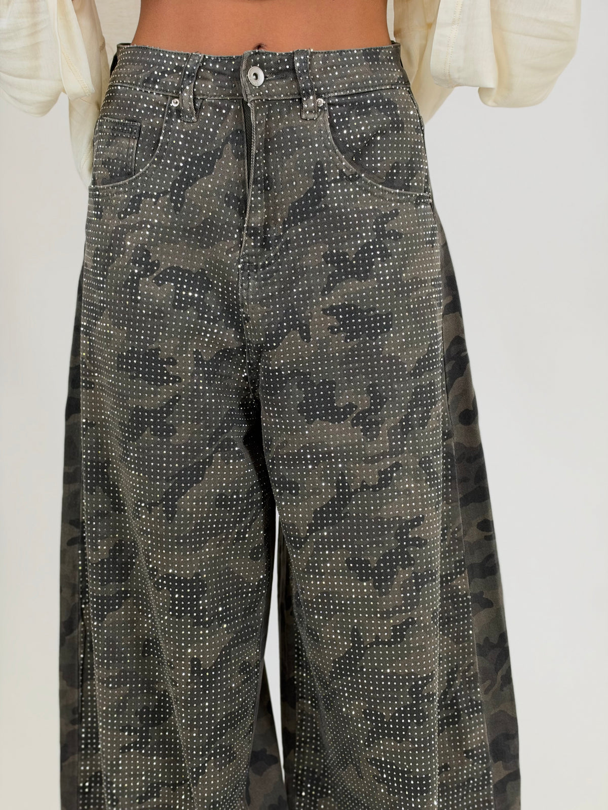 Jean militaire à strass