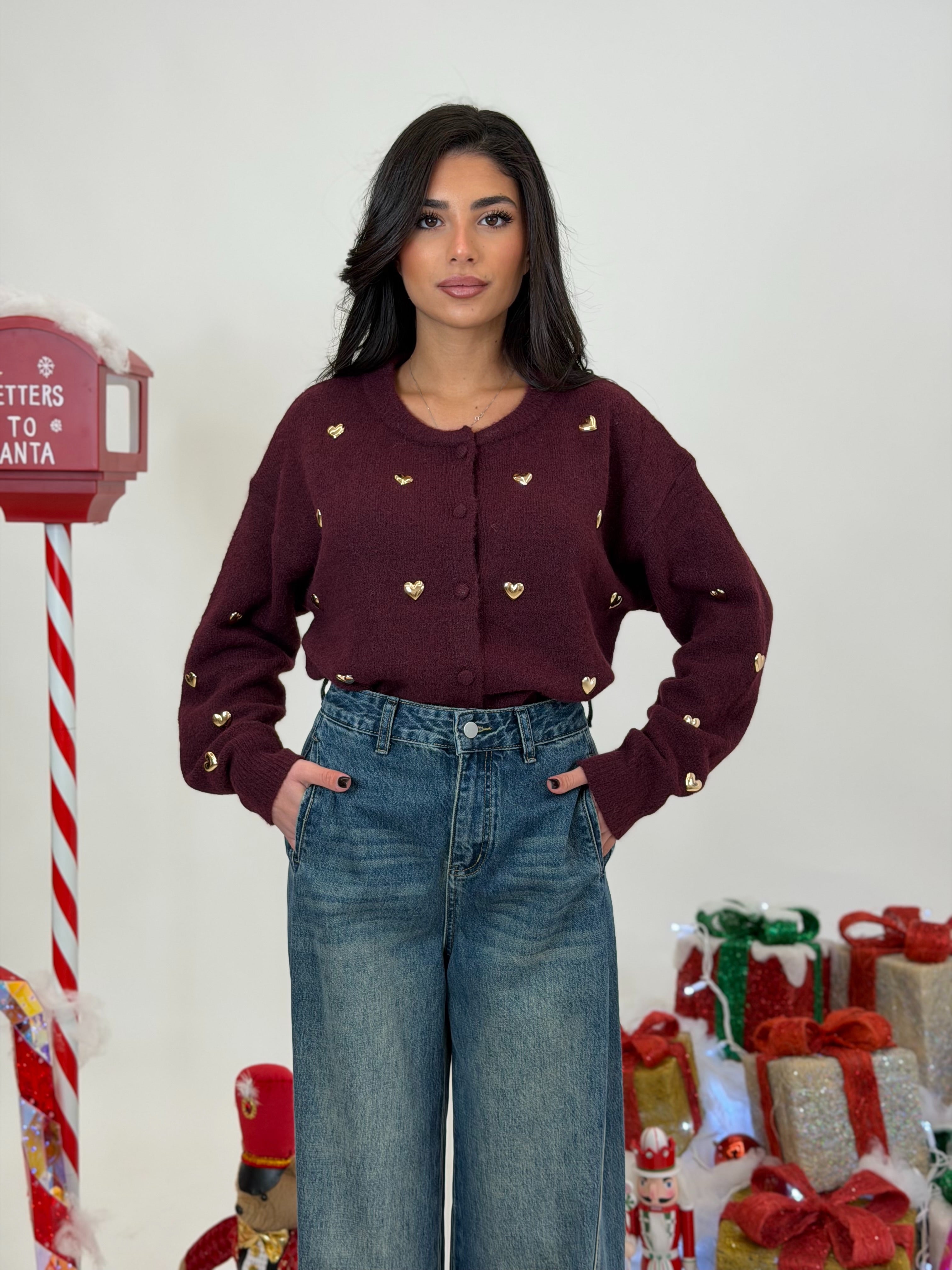 Cardigan Cuori oro