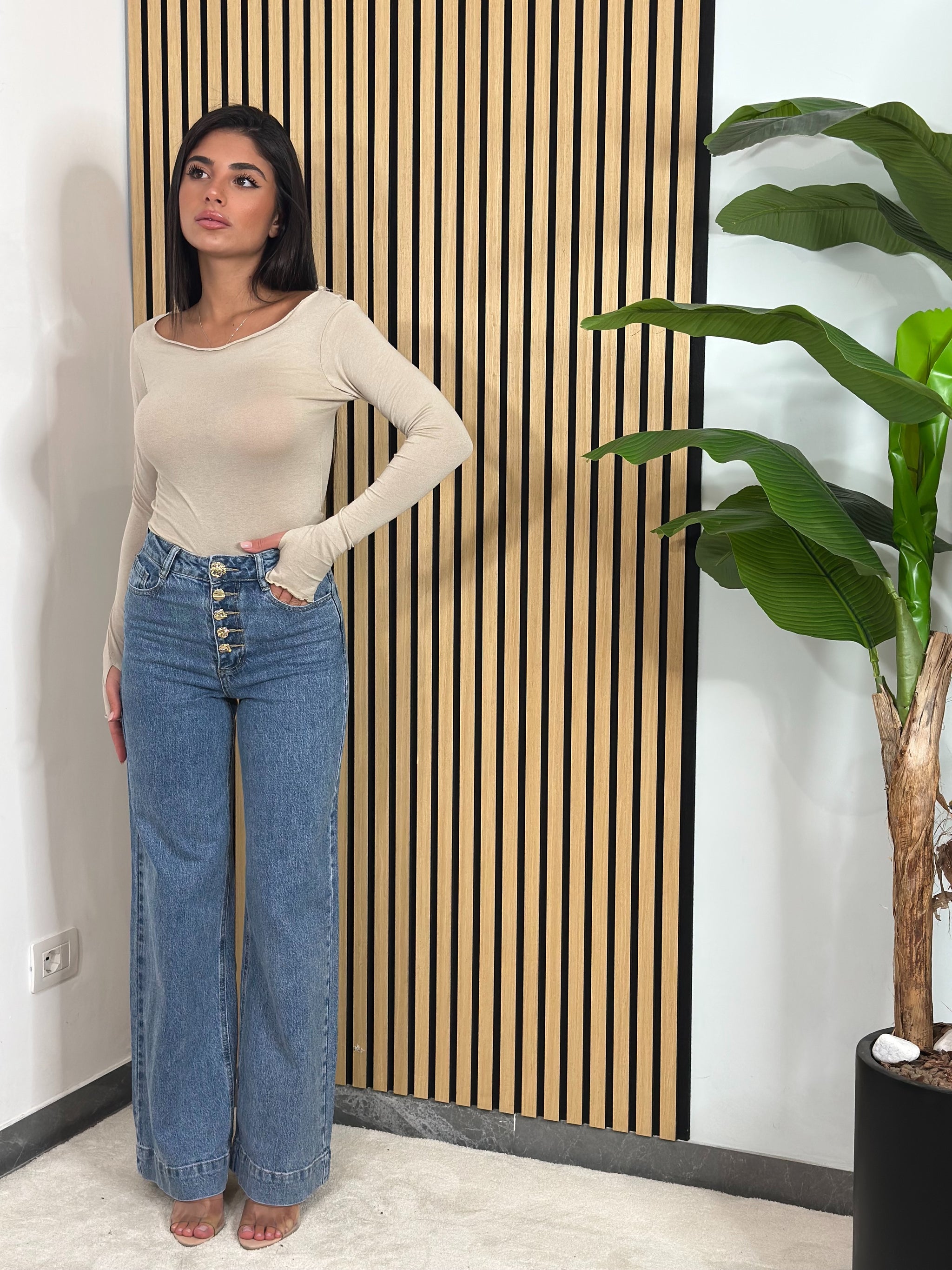 Jeans Bottoni Oro