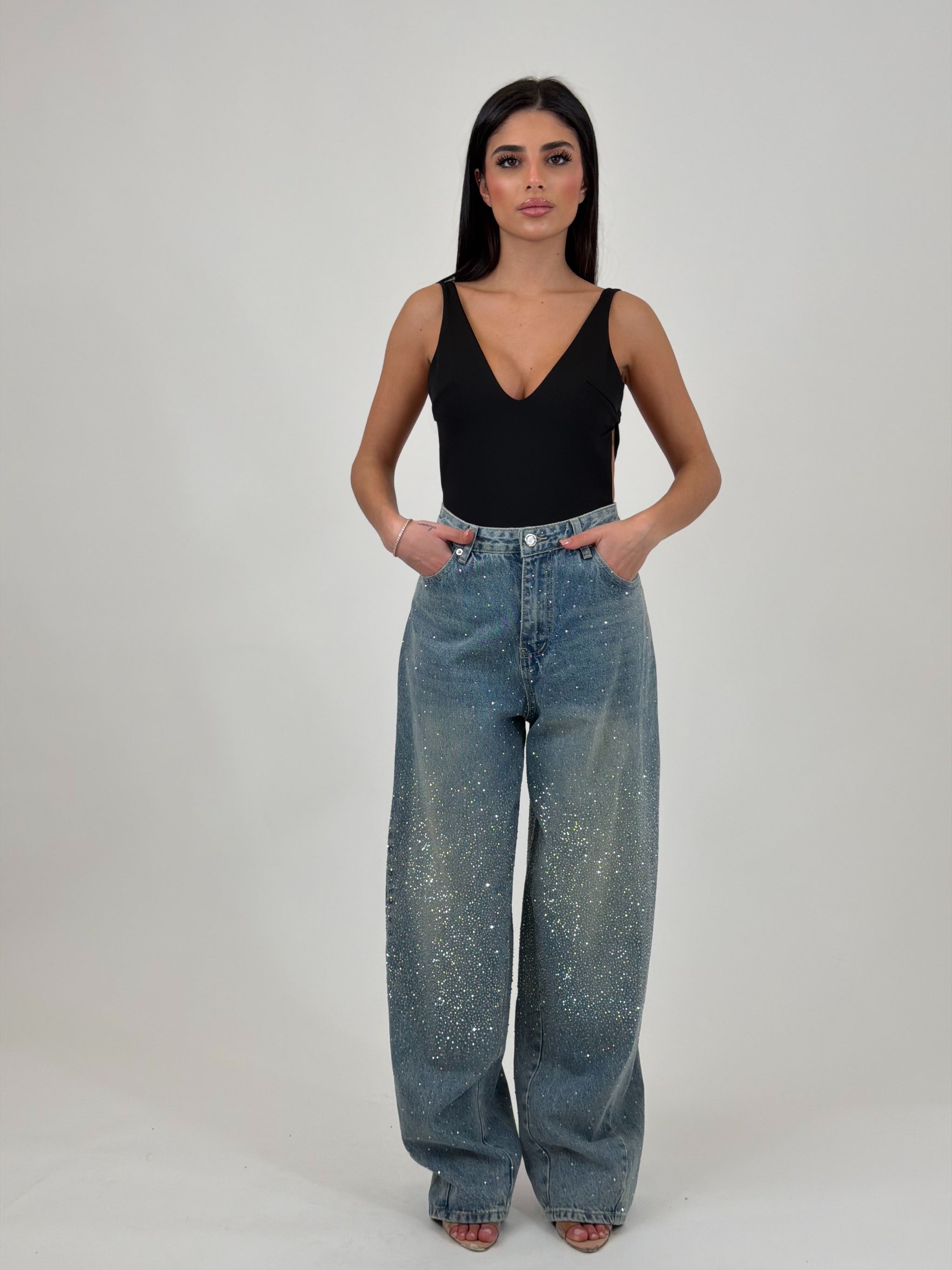 Jeans ballon Strass