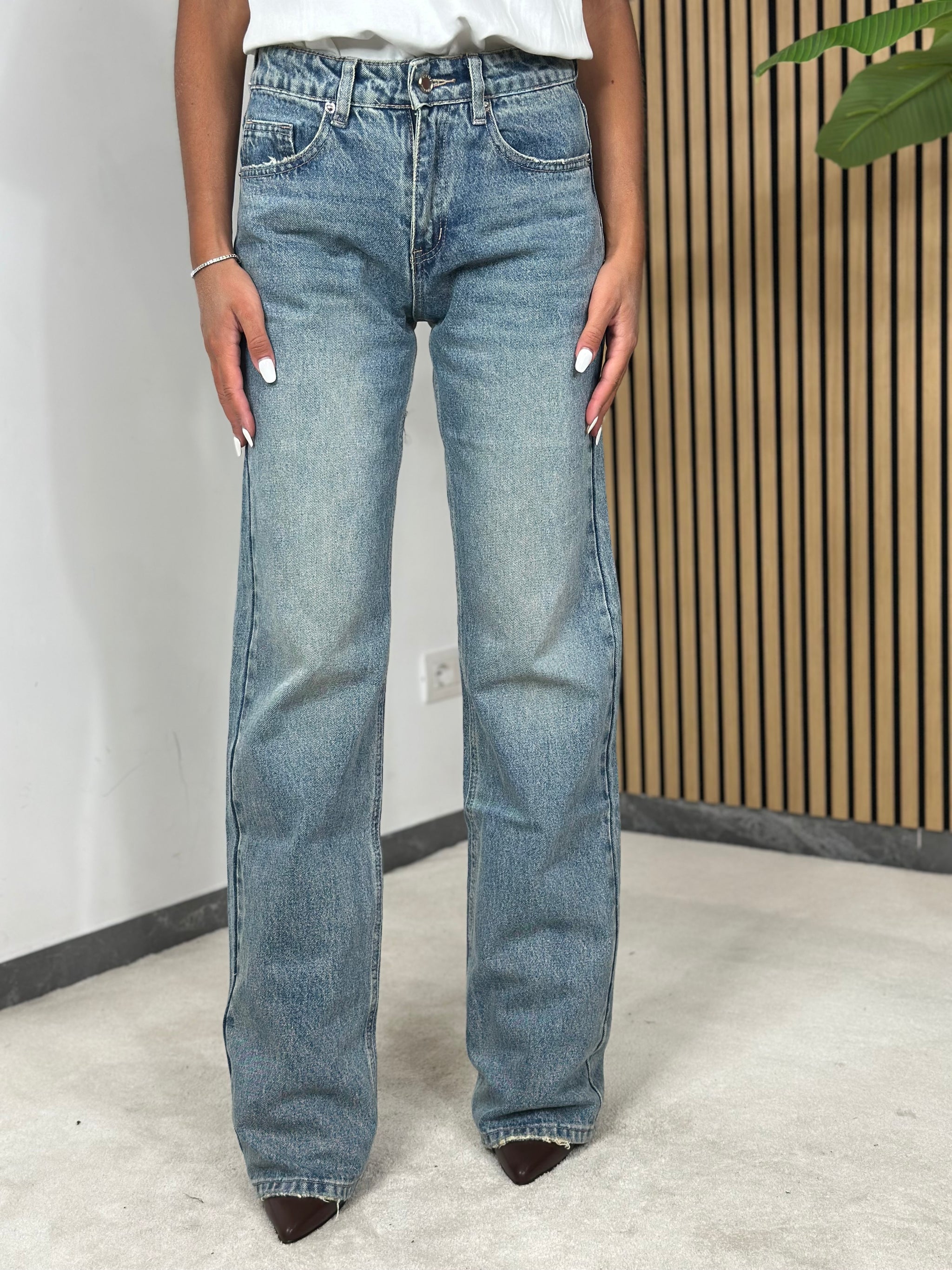 Jeans wide sabbiato