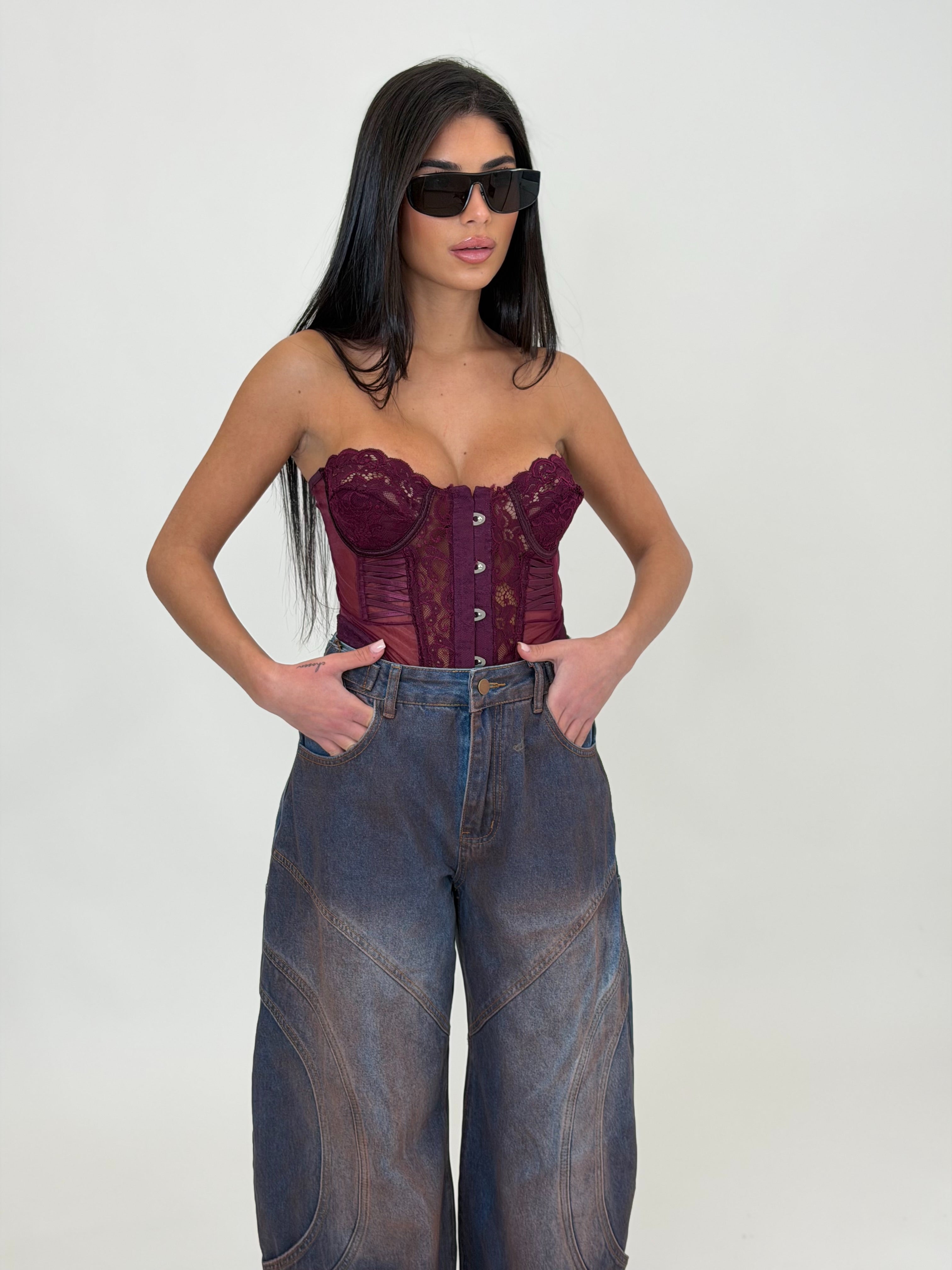 corpetto pizzo coppa trasparente