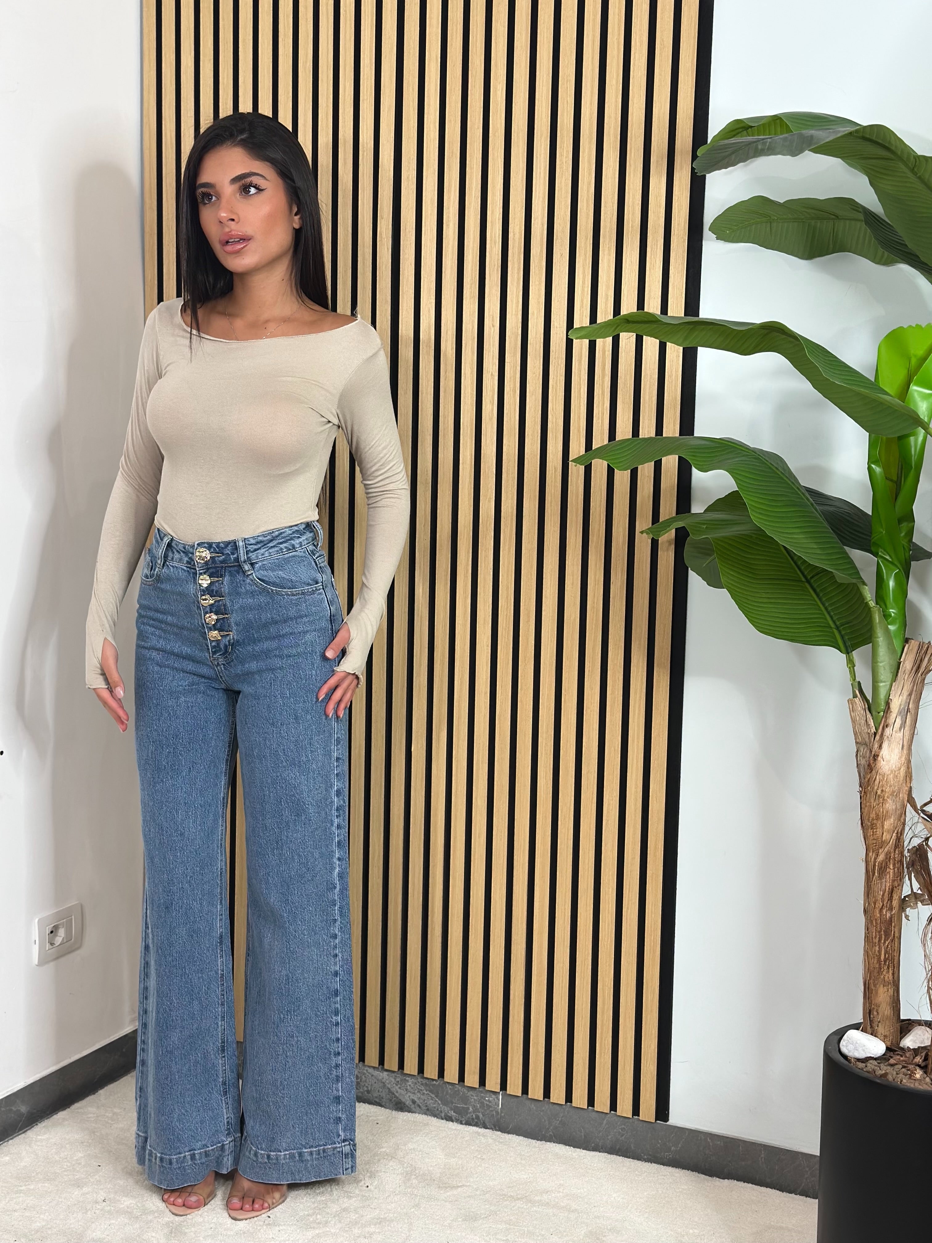 Jeans Bottoni Oro