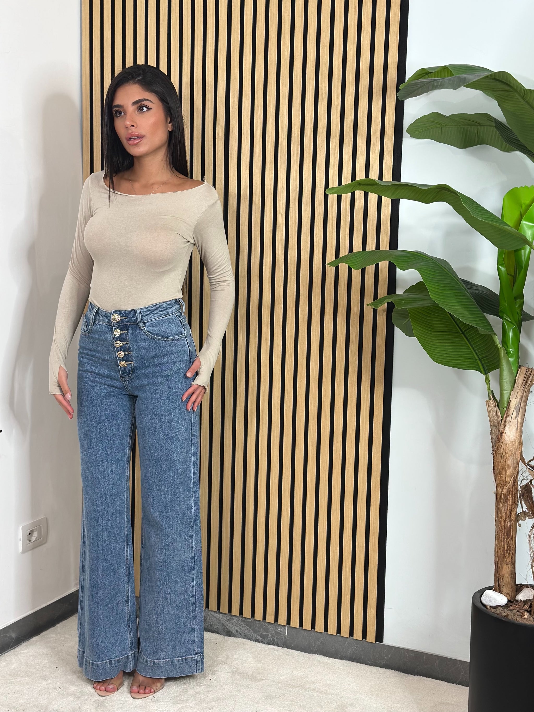 Jeans Bottoni Oro