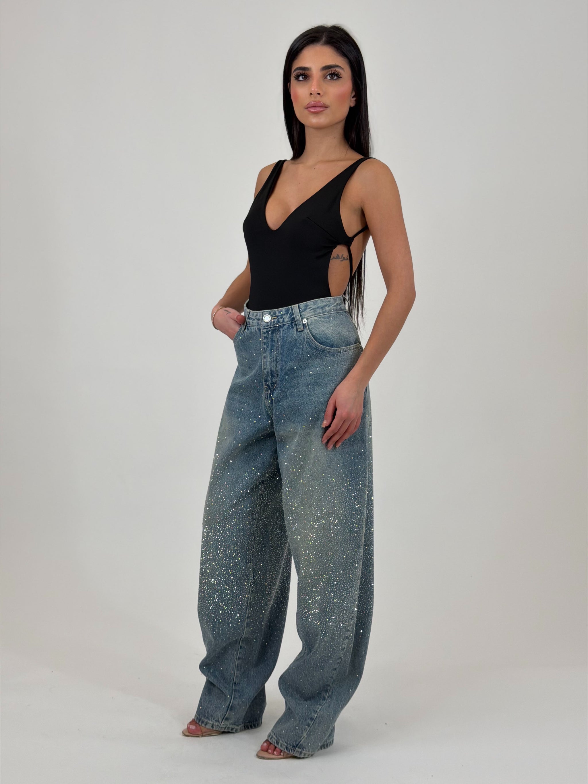 Jeans ballon Strass