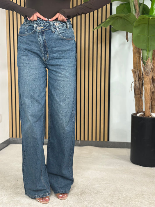 Jeans Chiusura Inversa lavaggio Blu