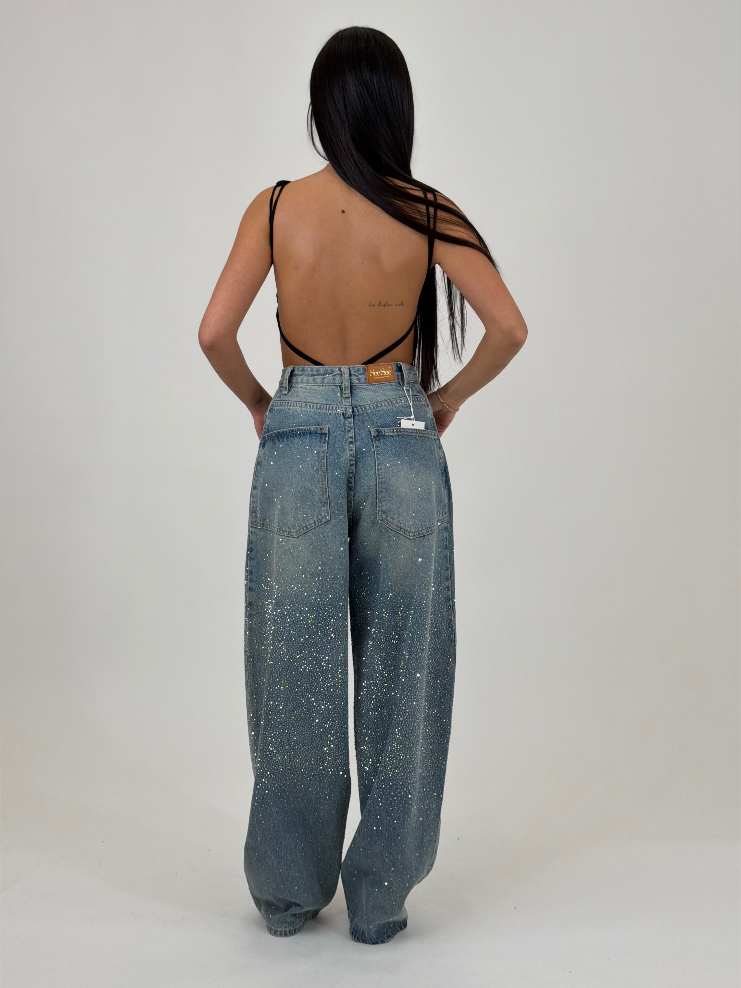 Jeans ballon Strass