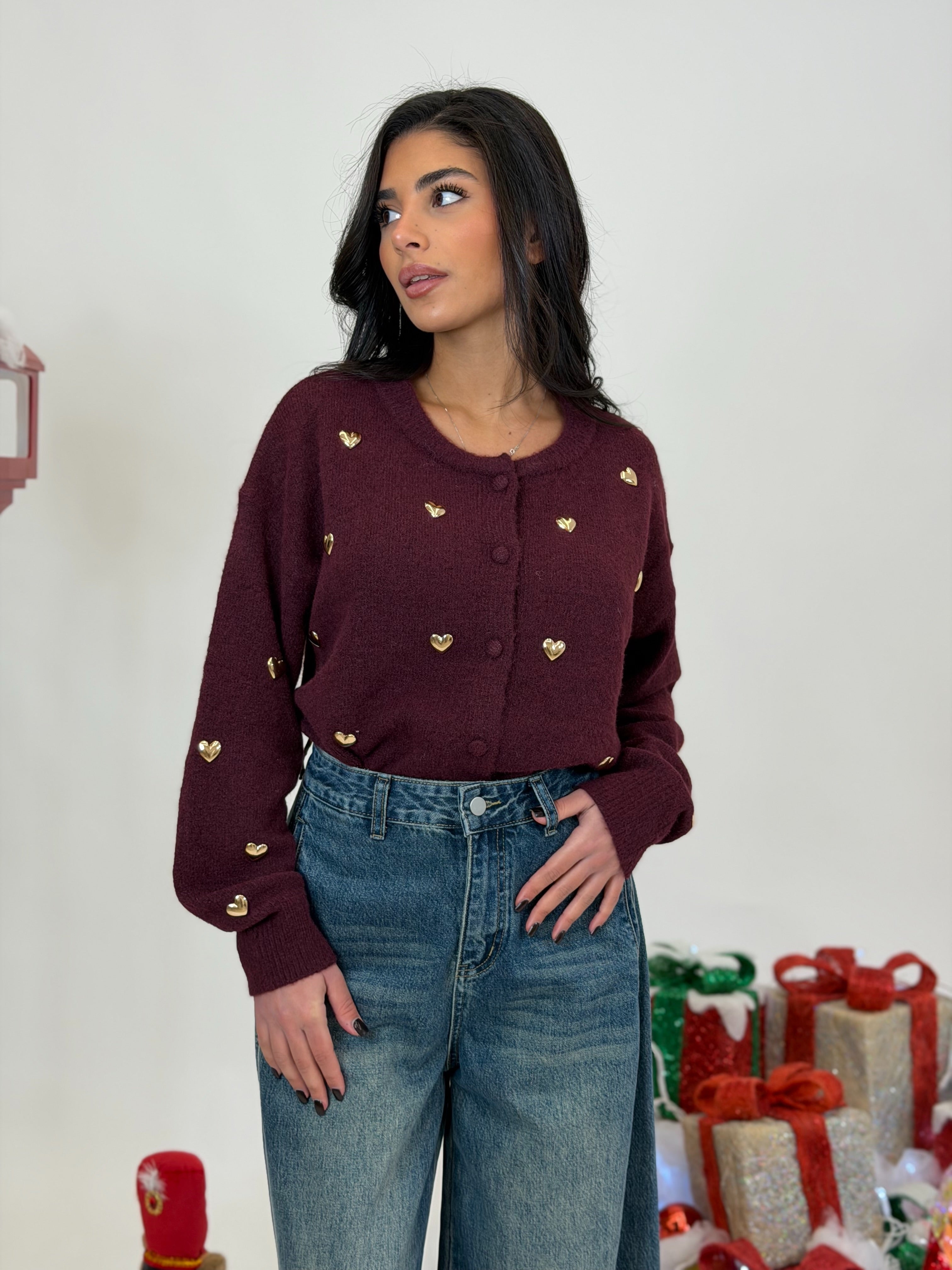 Cardigan Cuori oro