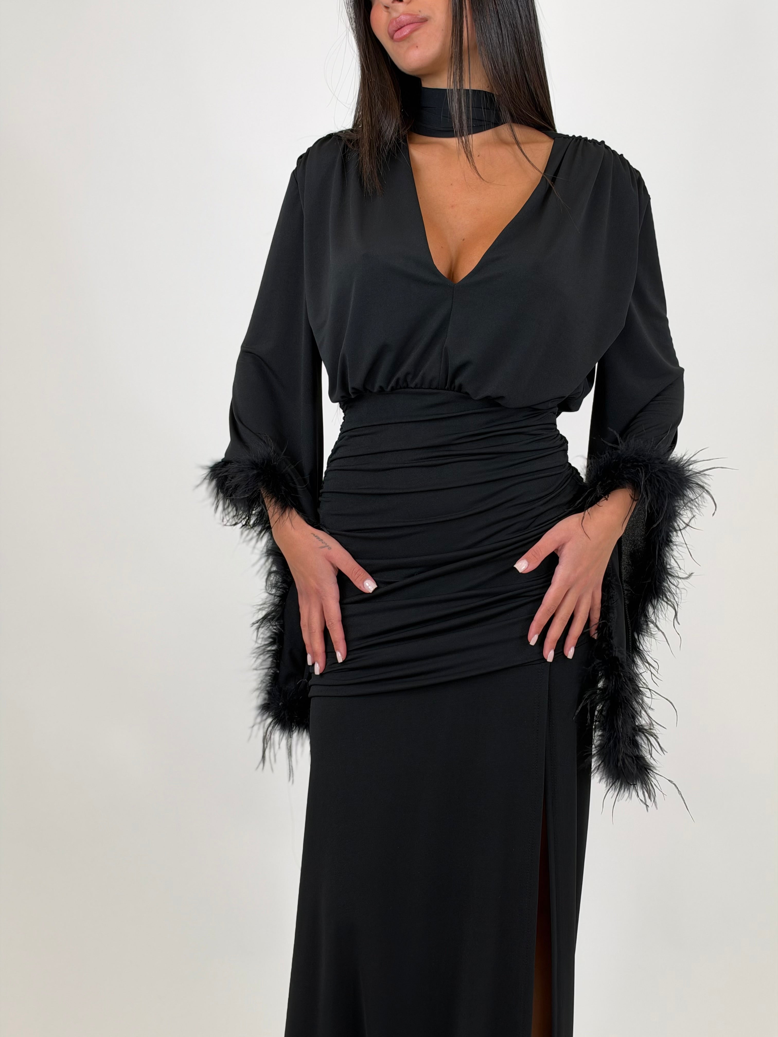 Long feather dress