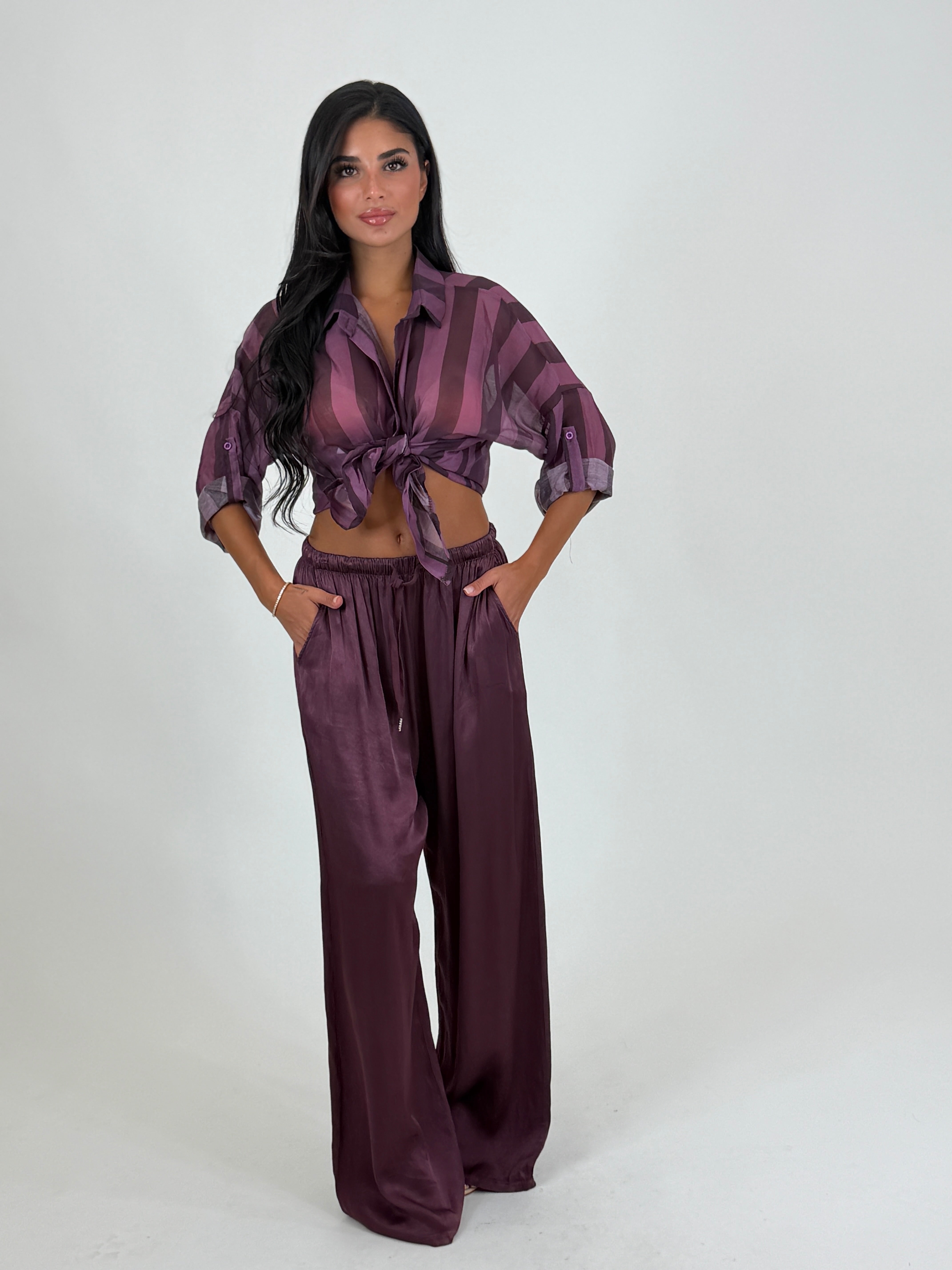 Camicia velata a righe