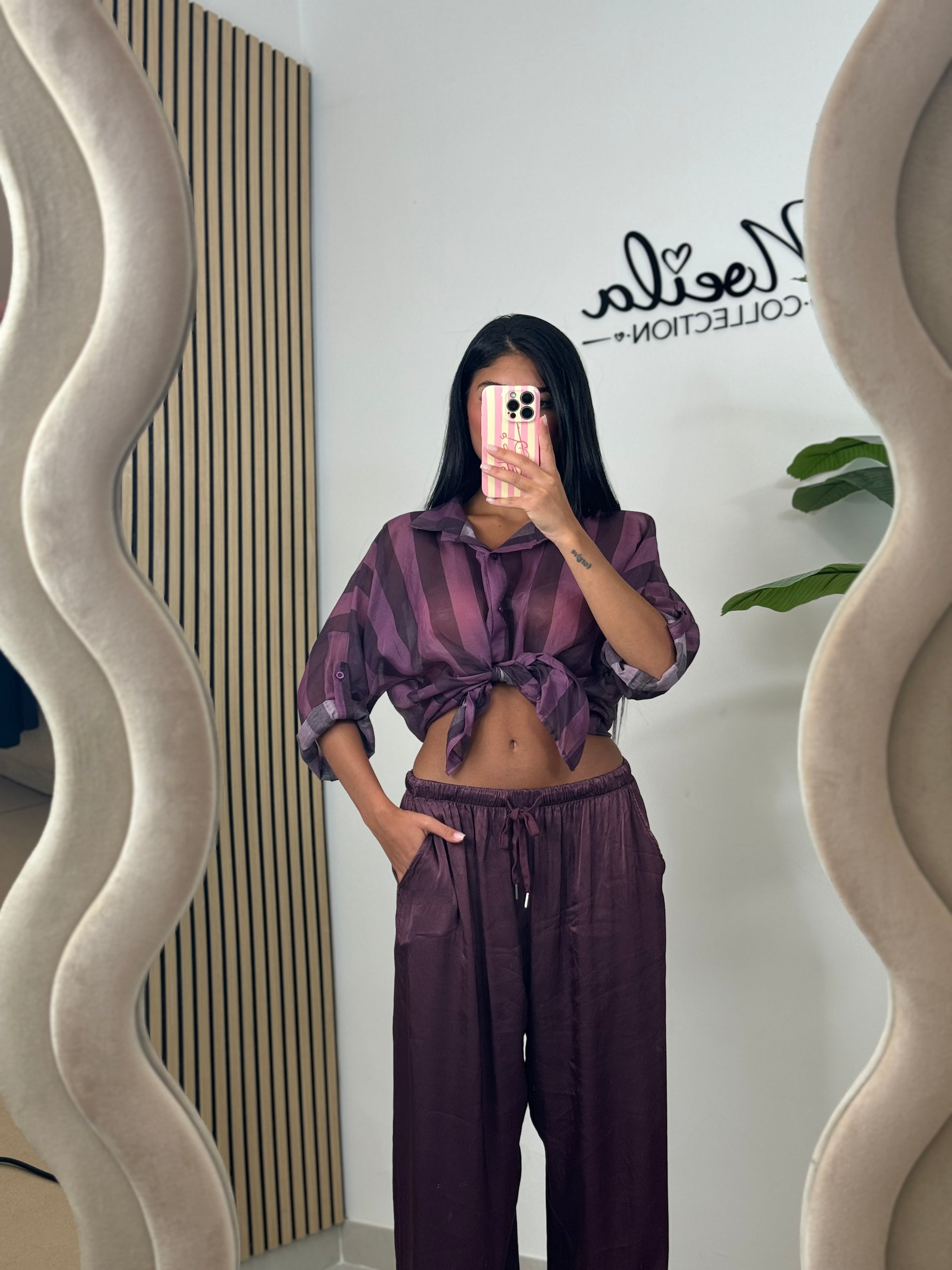 Camicia velata a righe